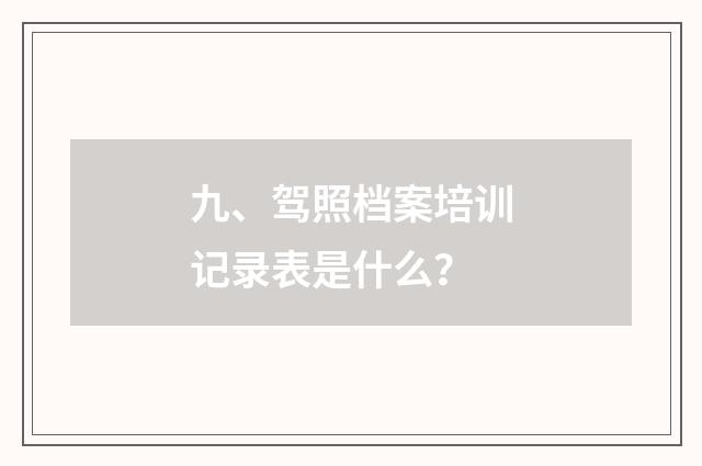 九、驾照档案培训记录表是什么？