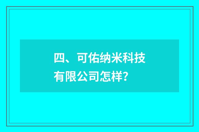 四、可佑纳米科技有限公司怎样？
