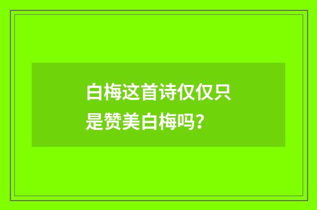 白梅这首诗仅仅只是赞美白梅吗？
