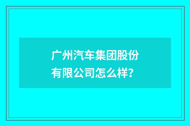 广州汽车集团股份有限公司怎么样？