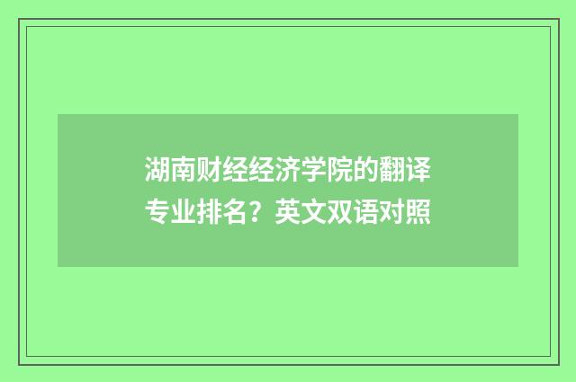 湖南财经经济学院的翻译专业排名？英文双语对照