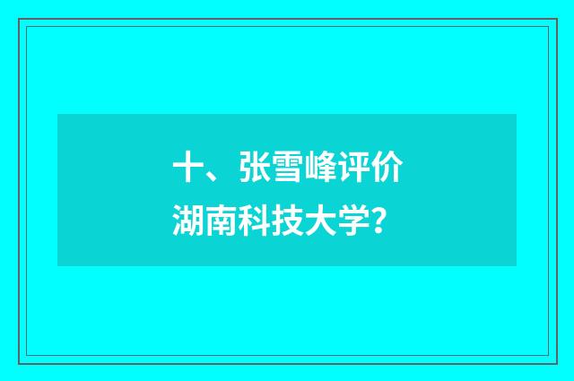十、张雪峰评价湖南科技大学？