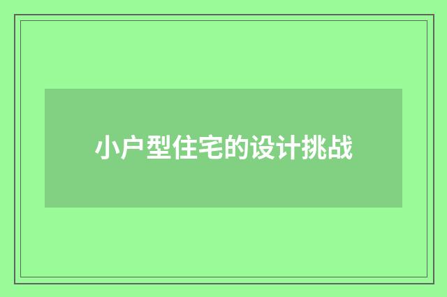 小户型住宅的设计挑战