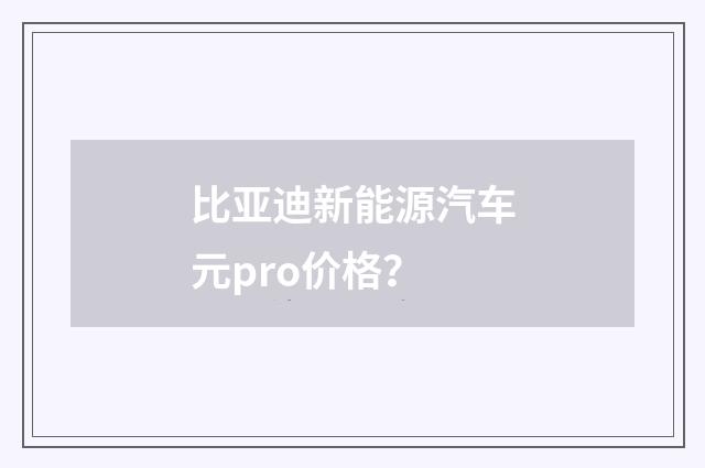 比亚迪新能源汽车元pro价格?