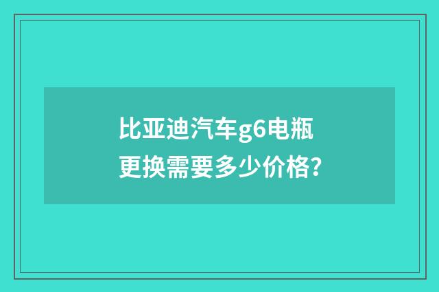 比亚迪汽车g6电瓶更换需要多少价格？