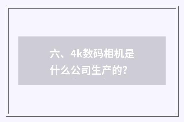 六、4k数码相机是什么公司生产的?