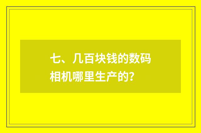七、几百块钱的数码相机哪里生产的?
