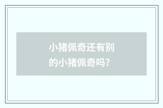 小猪佩奇还有别的小猪佩奇吗？