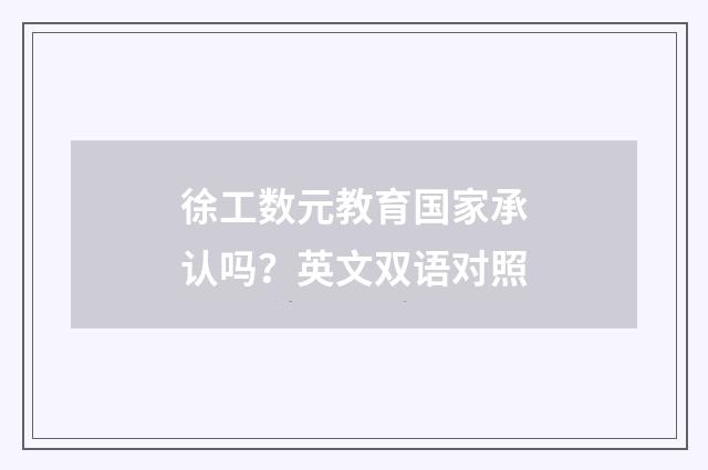 徐工数元教育国家承认吗?英文双语对照