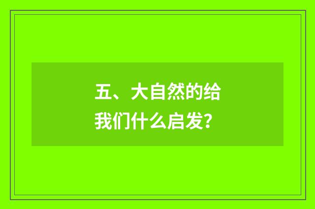 五、大自然的给我们什么启发？