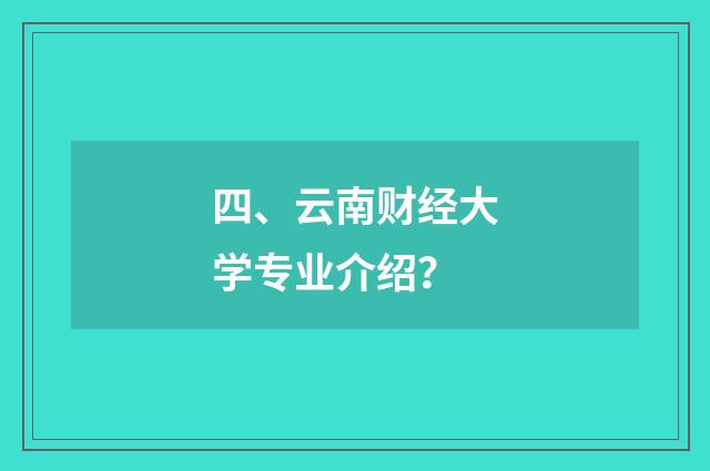 四、云南财经大学专业介绍？