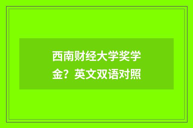西南财经大学奖学金?英文双语对照
