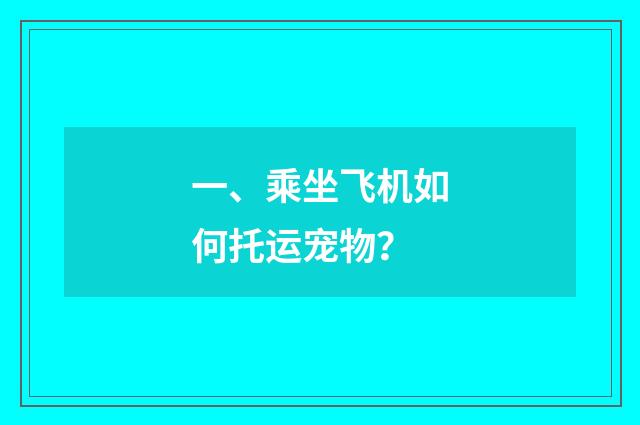 一、乘坐飞机如何托运宠物?