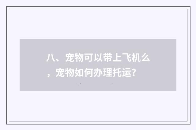 八、宠物可以带上飞机么,宠物如何办理托运?