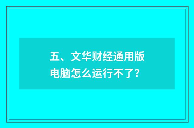 五、文华财经通用版电脑怎么运行不了?