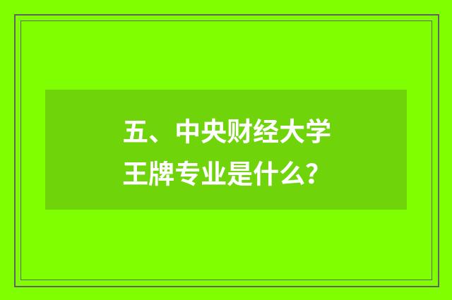 五、中央财经大学王牌专业是什么？