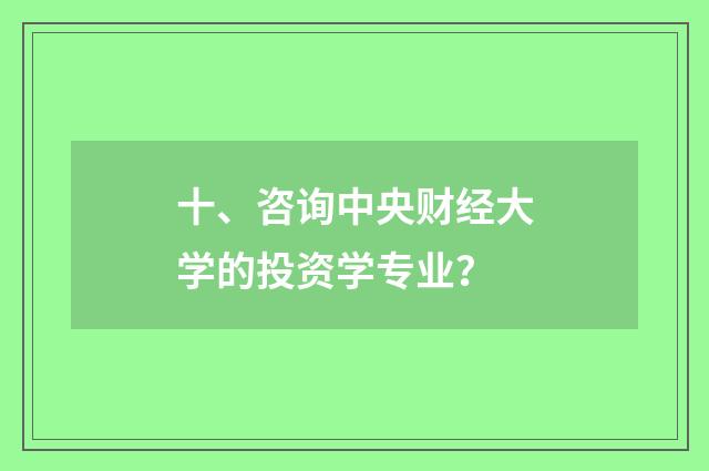 十、咨询中央财经大学的投资学专业？