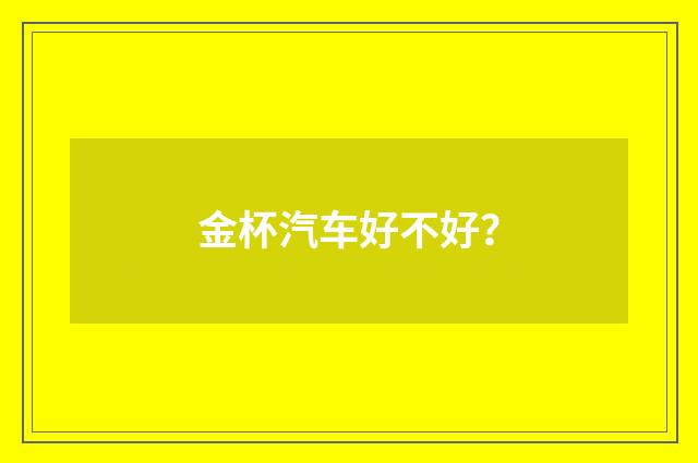 金杯汽车好不好？