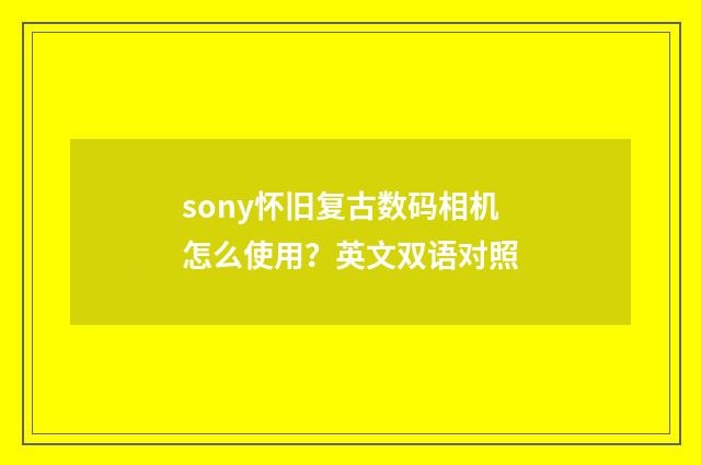 sony怀旧复古数码相机怎么使用？英文双语对照