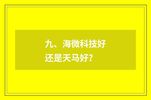 九、海微科技好还是天马好？
