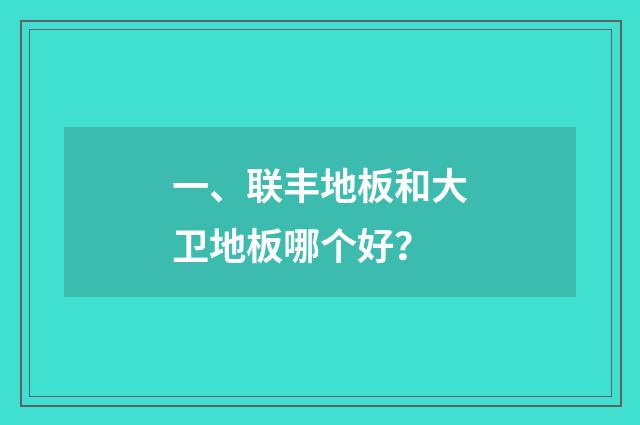 一、联丰地板和大卫地板哪个好？