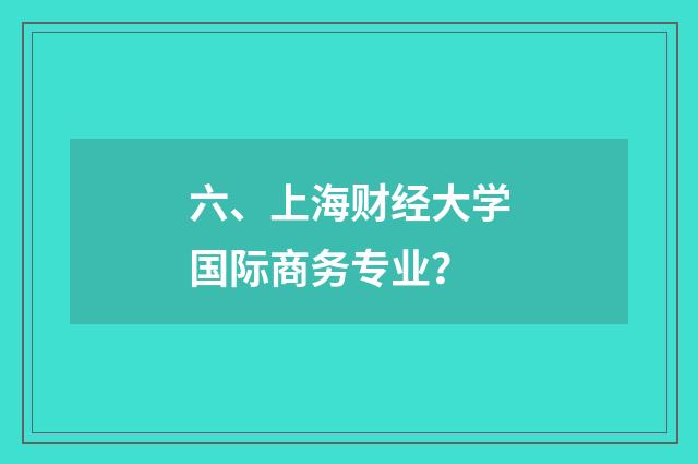 六、上海财经大学国际商务专业？