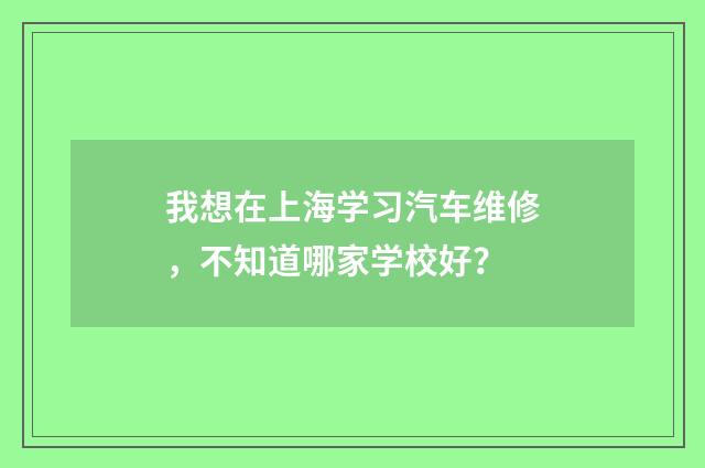 我想在上海学习汽车维修，不知道哪家学校好？