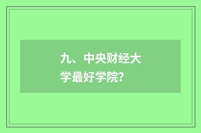 九、中央财经大学最好学院？