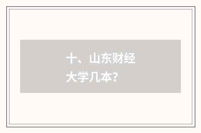 十、山东财经大学几本?