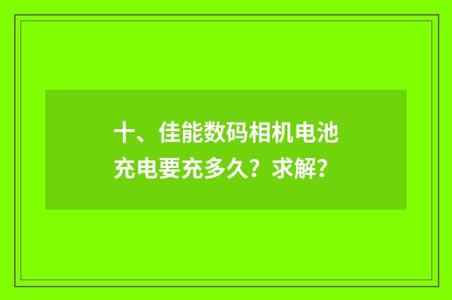 十、佳能数码相机电池充电要充多久？求解？
