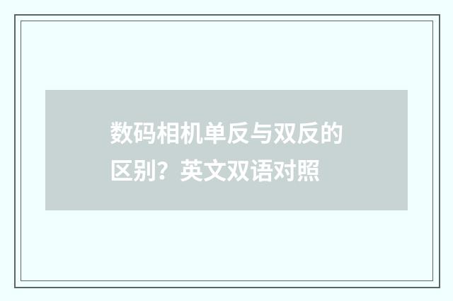 数码相机单反与双反的区别?英文双语对照