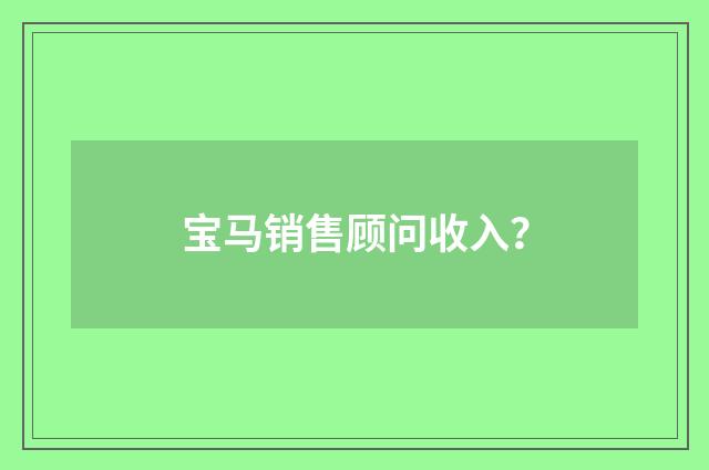 宝马销售顾问收入？