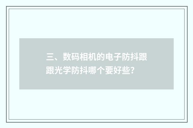 三、数码相机的电子防抖跟跟光学防抖哪个要好些?