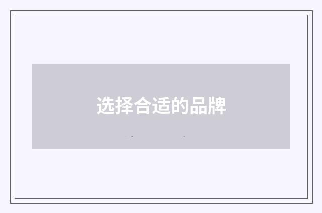 选择合适的品牌