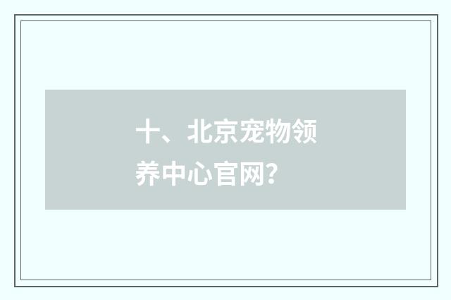 十、北京宠物领养中心官网？