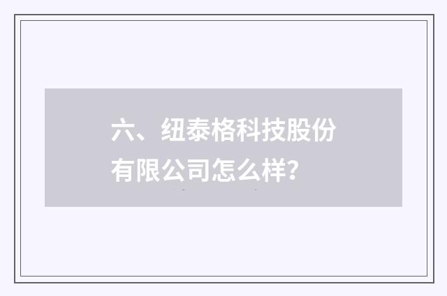 六、纽泰格科技股份有限公司怎么样？