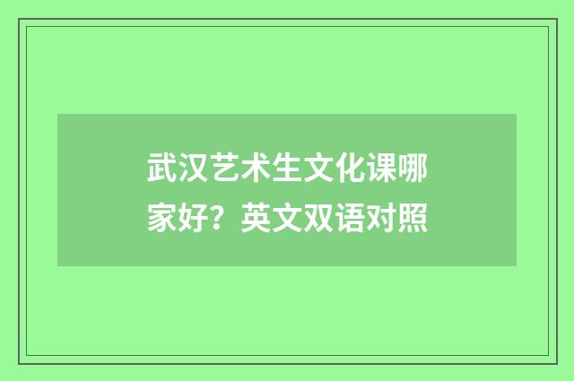 武汉艺术生文化课哪家好?英文双语对照