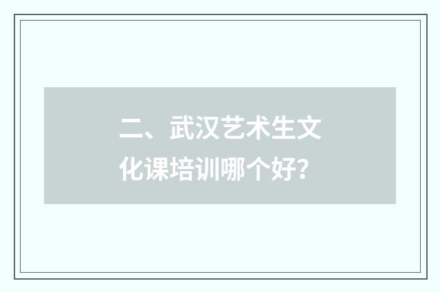 二、武汉艺术生文化课培训哪个好？