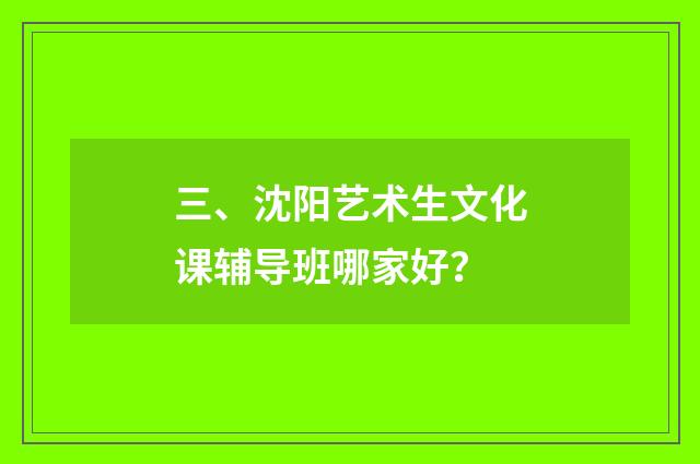 三、沈阳艺术生文化课辅导班哪家好？