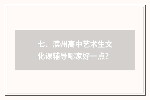 七、滨州高中艺术生文化课辅导哪家好一点？