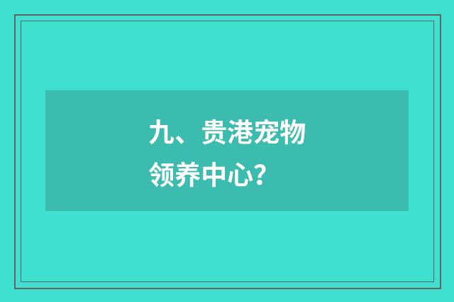 九、贵港宠物领养中心？