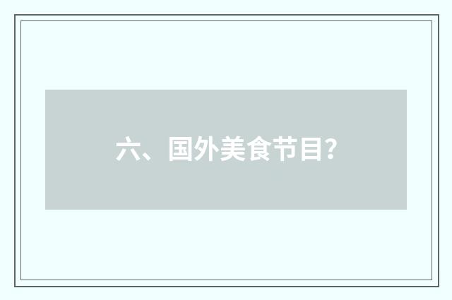 六、国外美食节目？