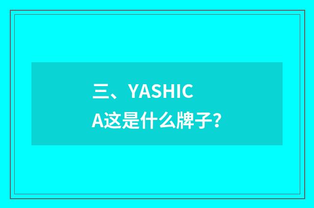 三、YASHICA这是什么牌子?