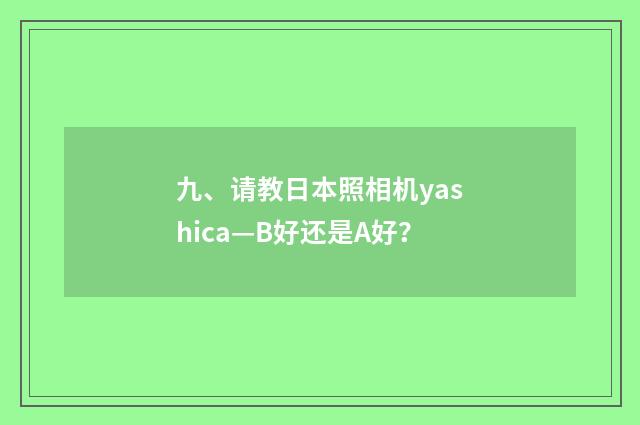 九、请教日本照相机yashica—B好还是A好?