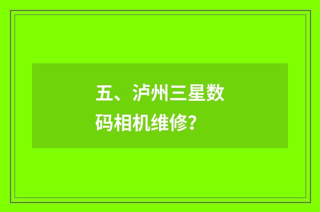 五、泸州三星数码相机维修？