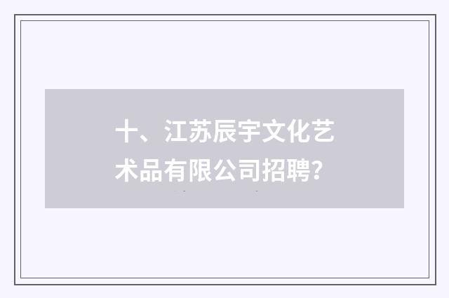 十、江苏辰宇文化艺术品有限公司招聘?