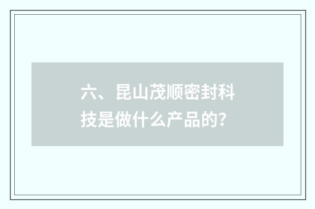 六、昆山茂顺密封科技是做什么产品的？
