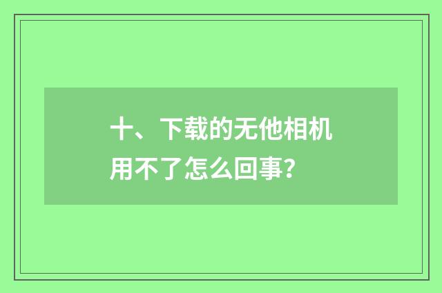 十、下载的无他相机用不了怎么回事?