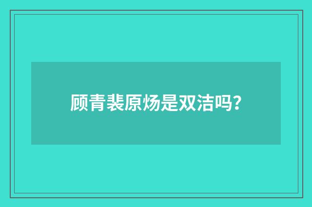 顾青裴原炀是双洁吗？