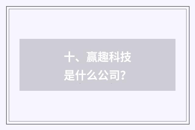 十、赢趣科技是什么公司？